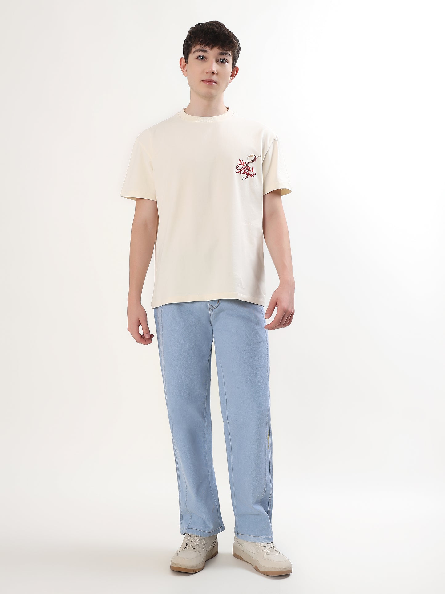 "LIFE IS SHORT GET DRUNK" GRAPHIC PRINTED OVERSIZED T-SHIRT