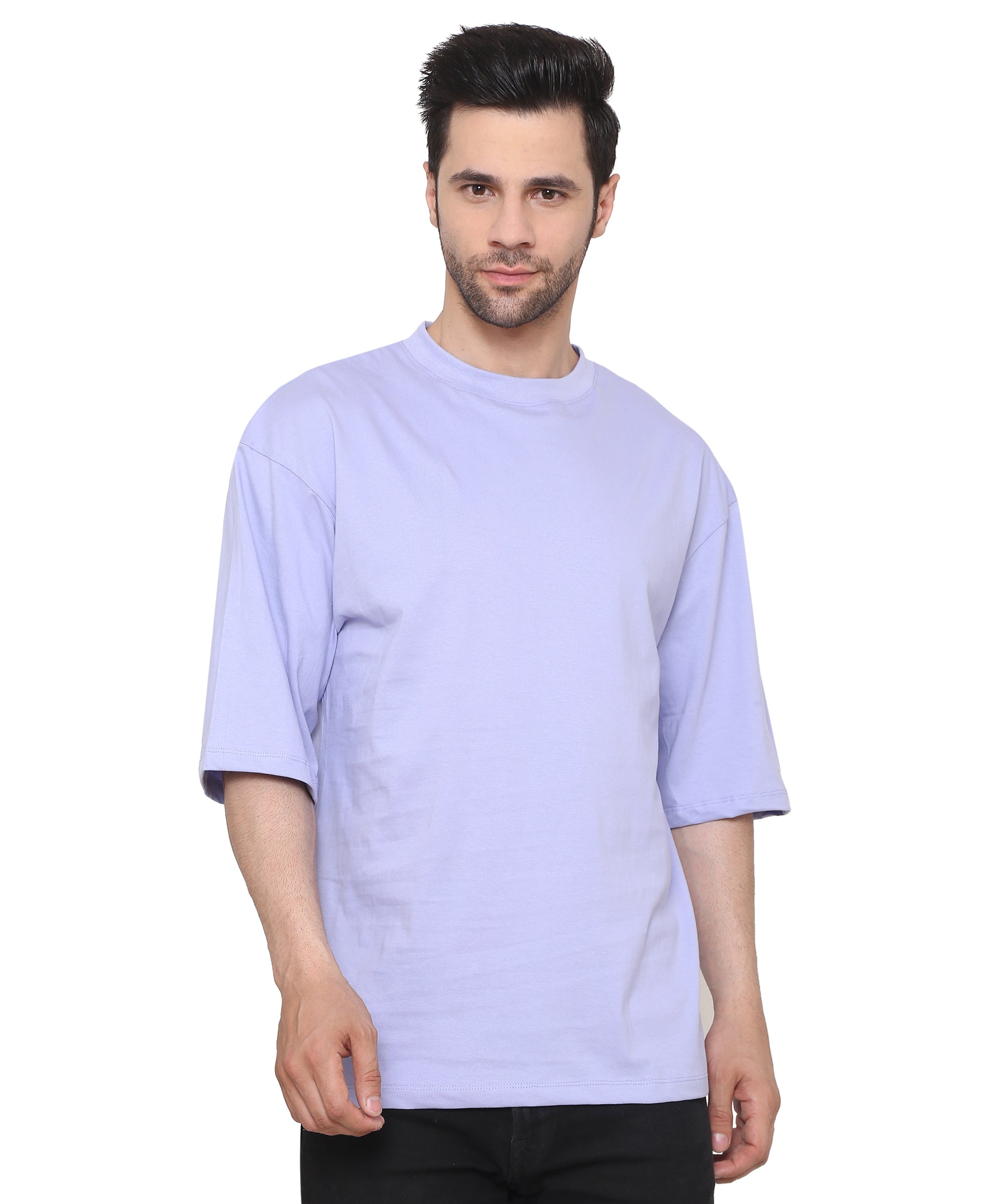 Light Lavender Oversized Cotton T-shirts Relaxed Fit Tees for Men