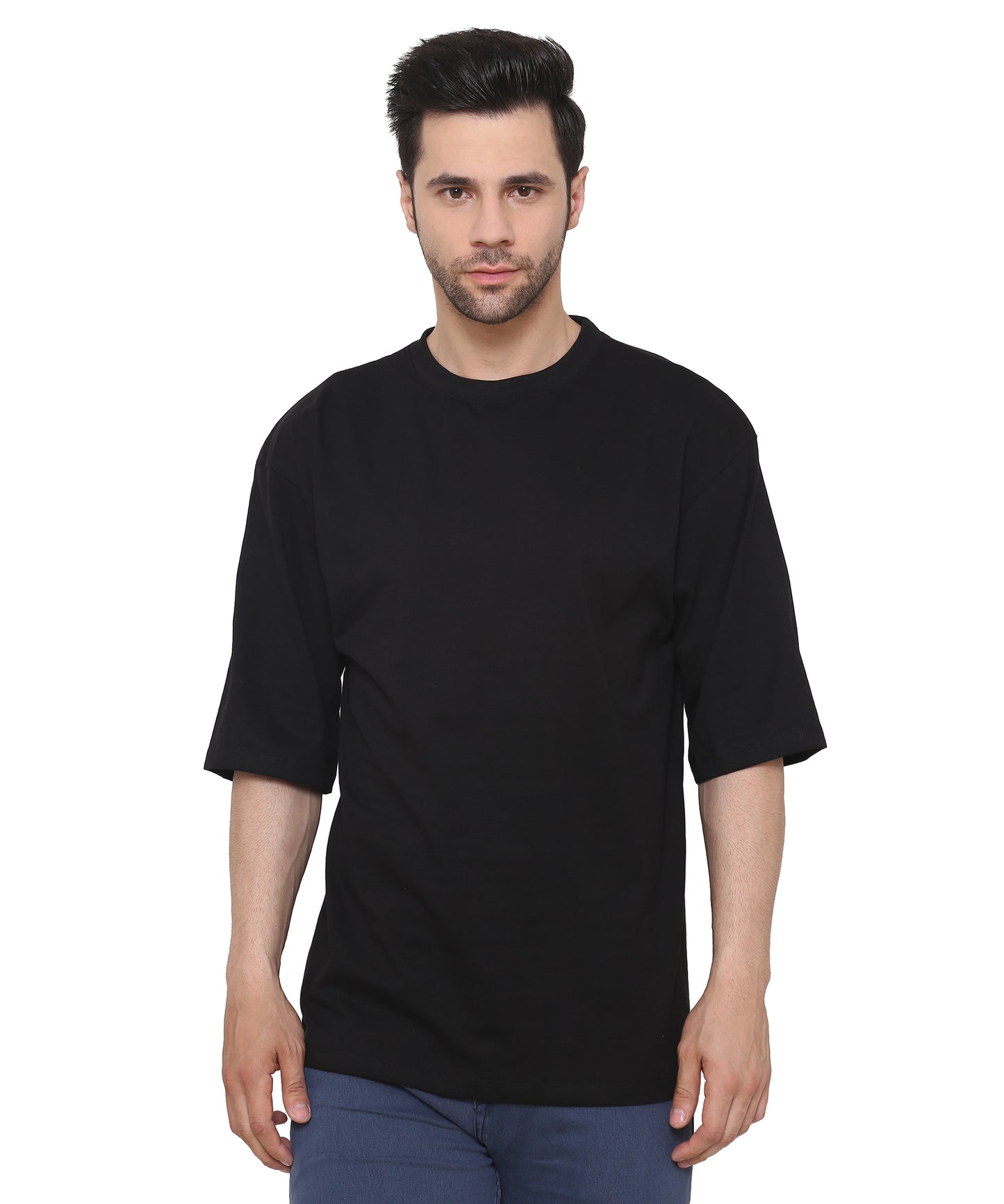 Black Oversized Cotton T-shirts Relaxed Fit Tees for Men