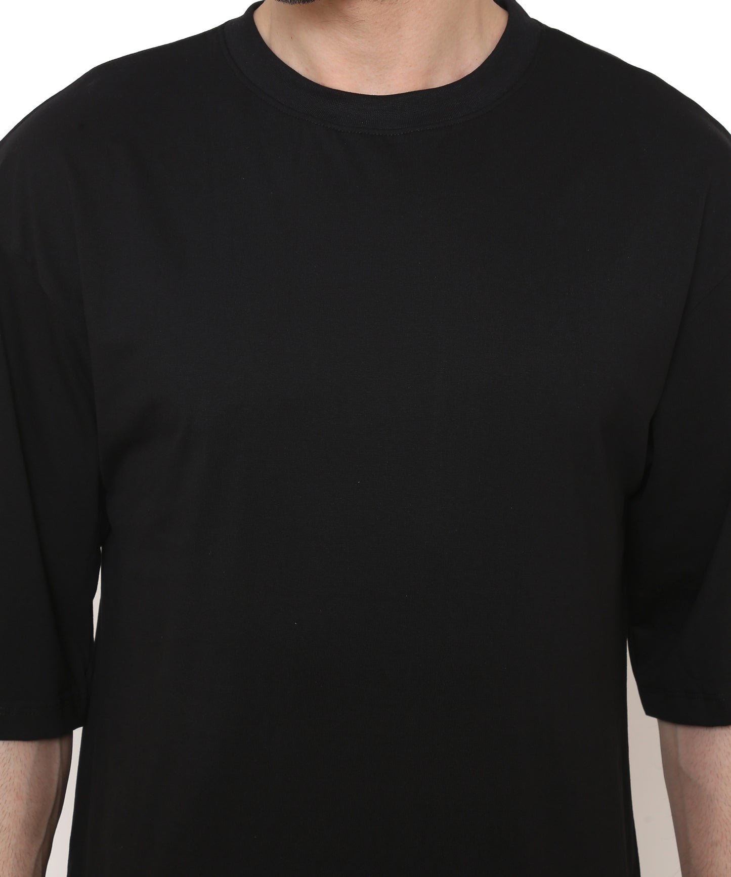 Black Oversized Cotton T-shirts Relaxed Fit Tees for Men