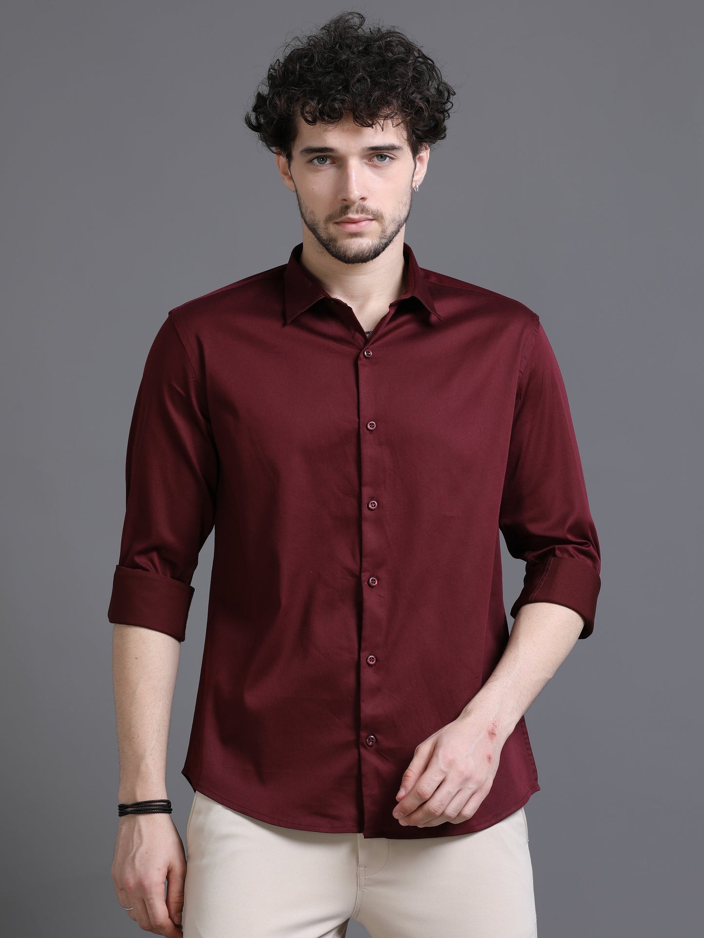 Carouse Burgundy Shirt - Formal Plain Burgundy Shirt for Men