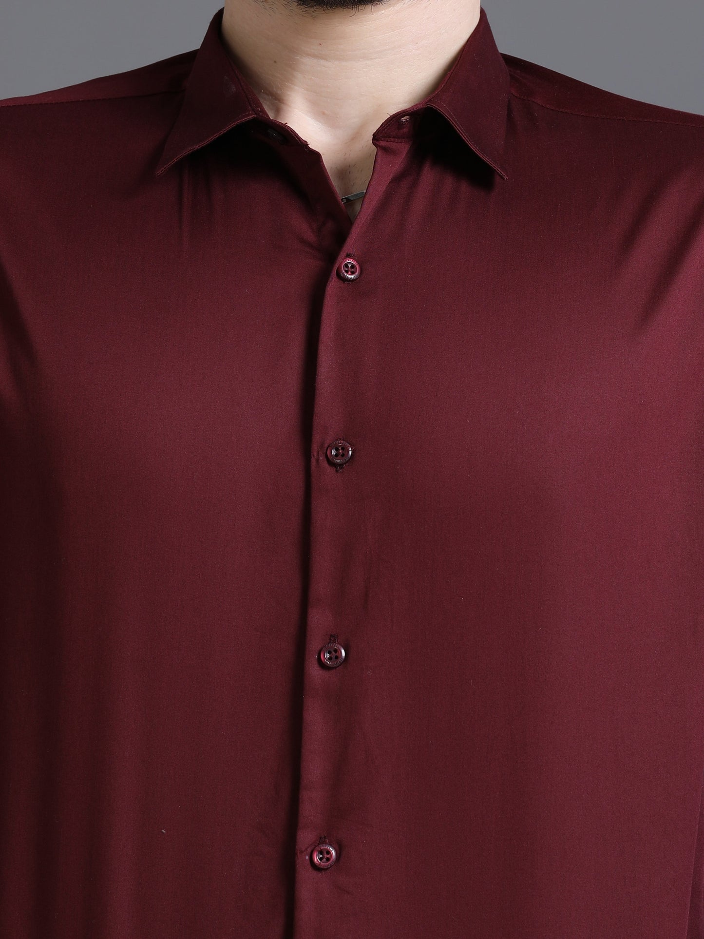 Carouse Burgundy Shirt - Formal Plain Burgundy Shirt for Men