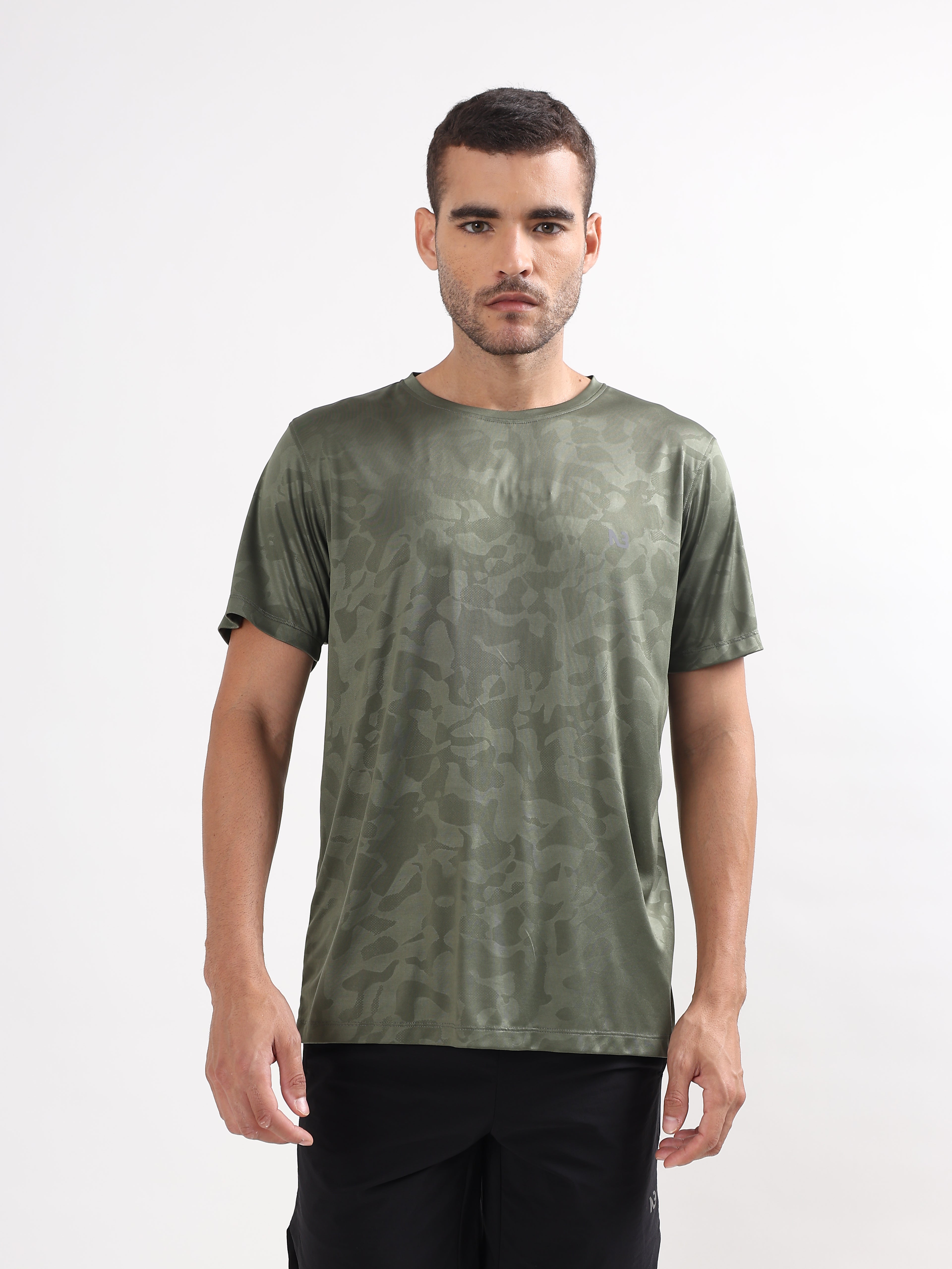 JACQUARD CAMO PRINT SPORTS T-SHIRT