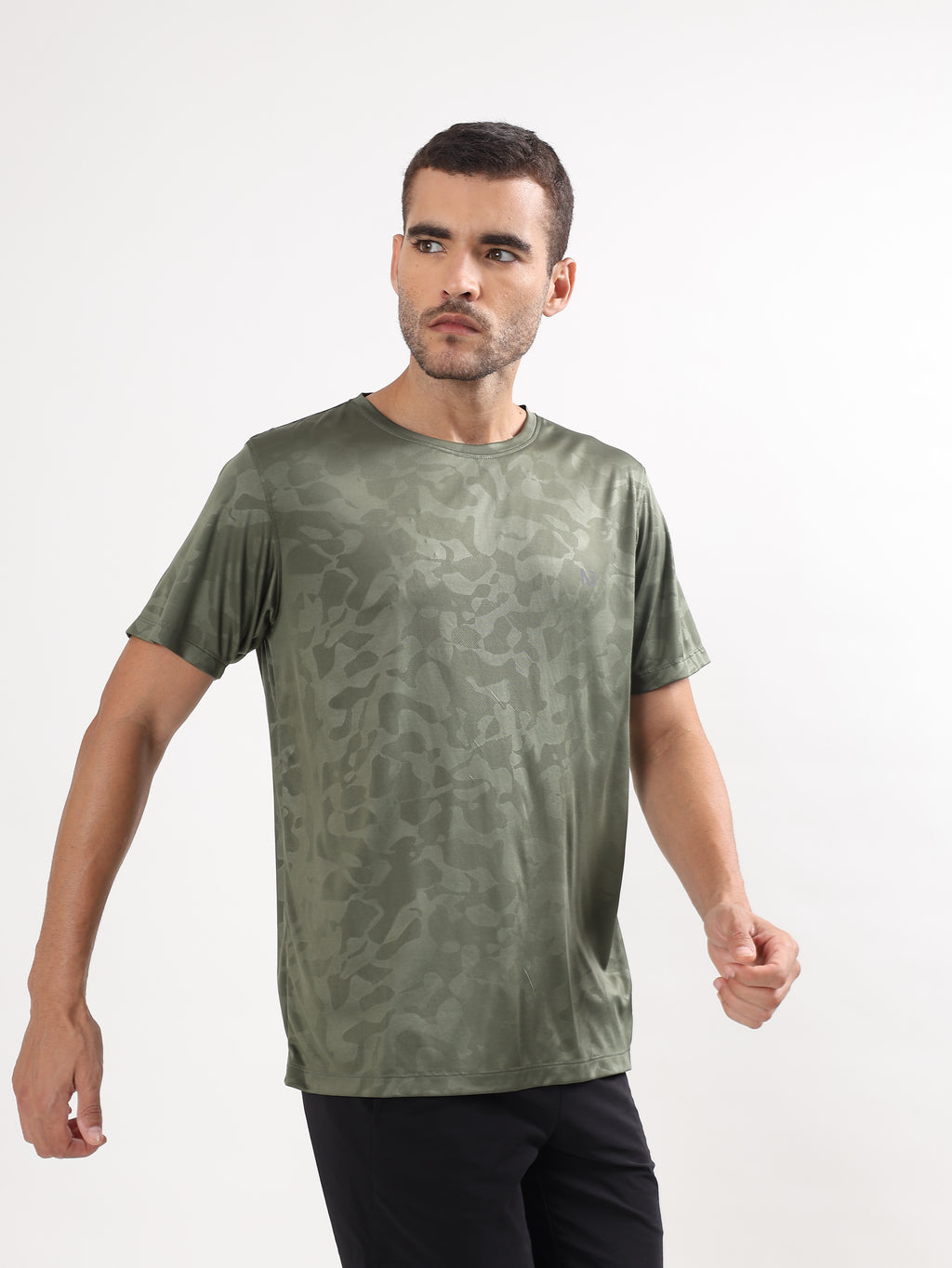 JACQUARD CAMO PRINT SPORTS T-SHIRT