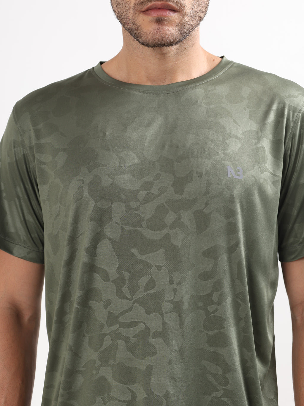 JACQUARD CAMO PRINT SPORTS T-SHIRT