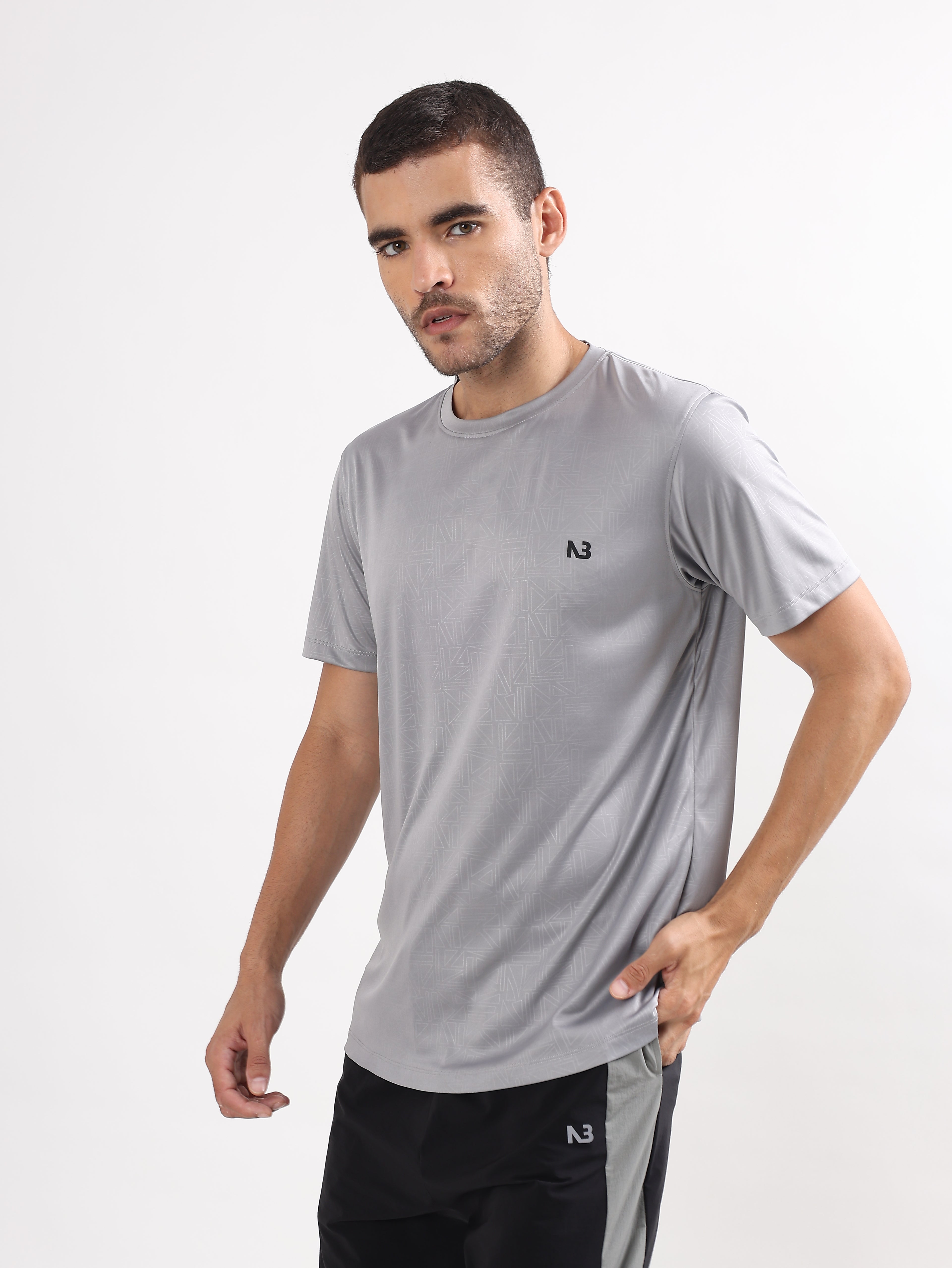GEOMETRIC JACQUARD SPORTS T-SHIRT