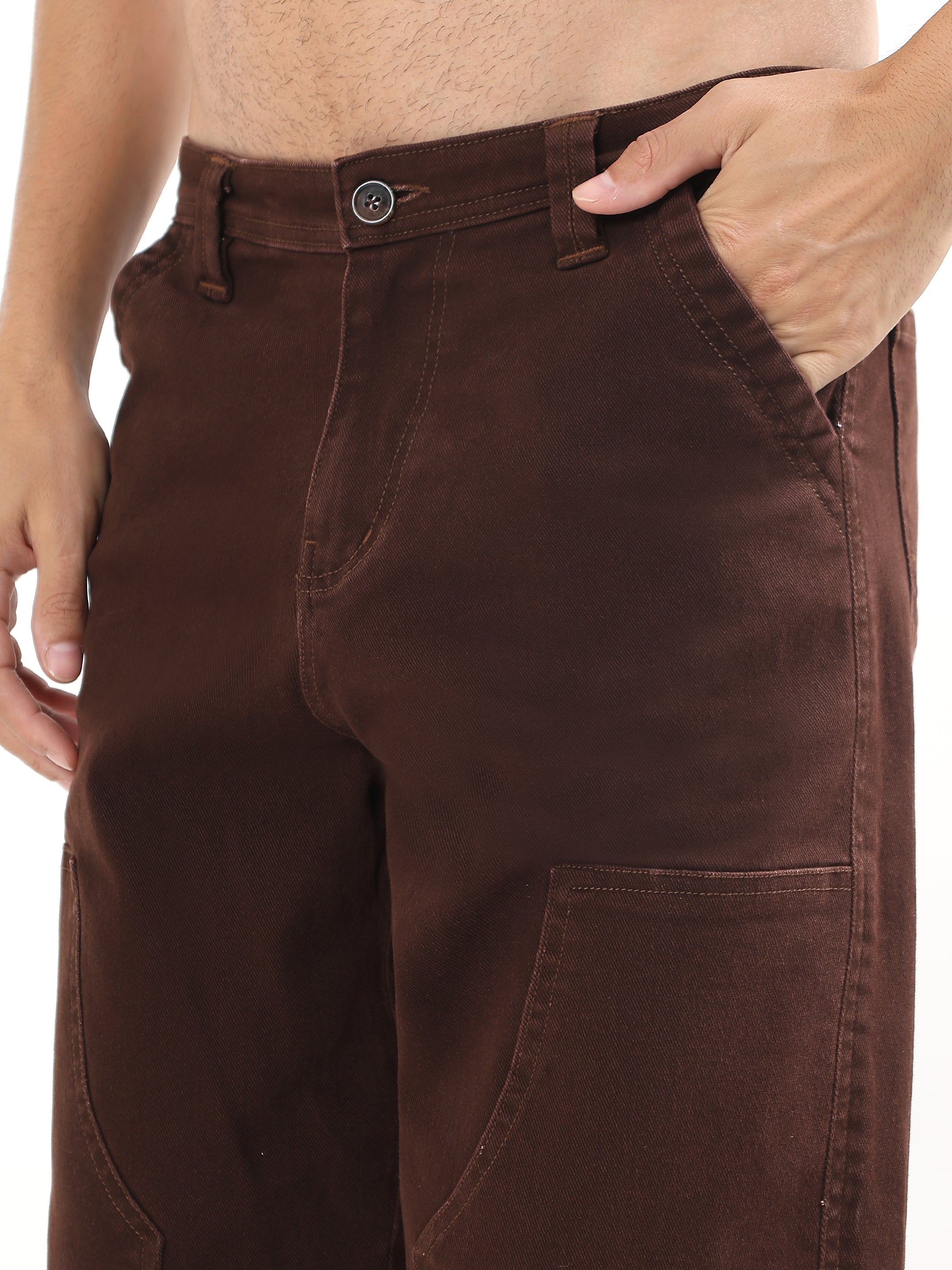 MEN'S BROWN UTILITY CARGO BAGGY PANTS