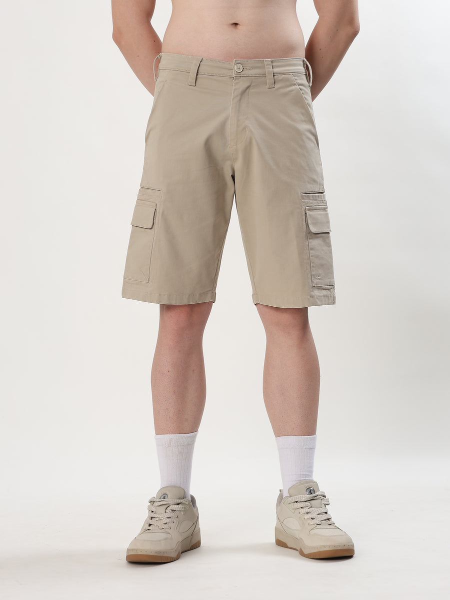 COTTON TWILL UTILITY CARGO SHORTS