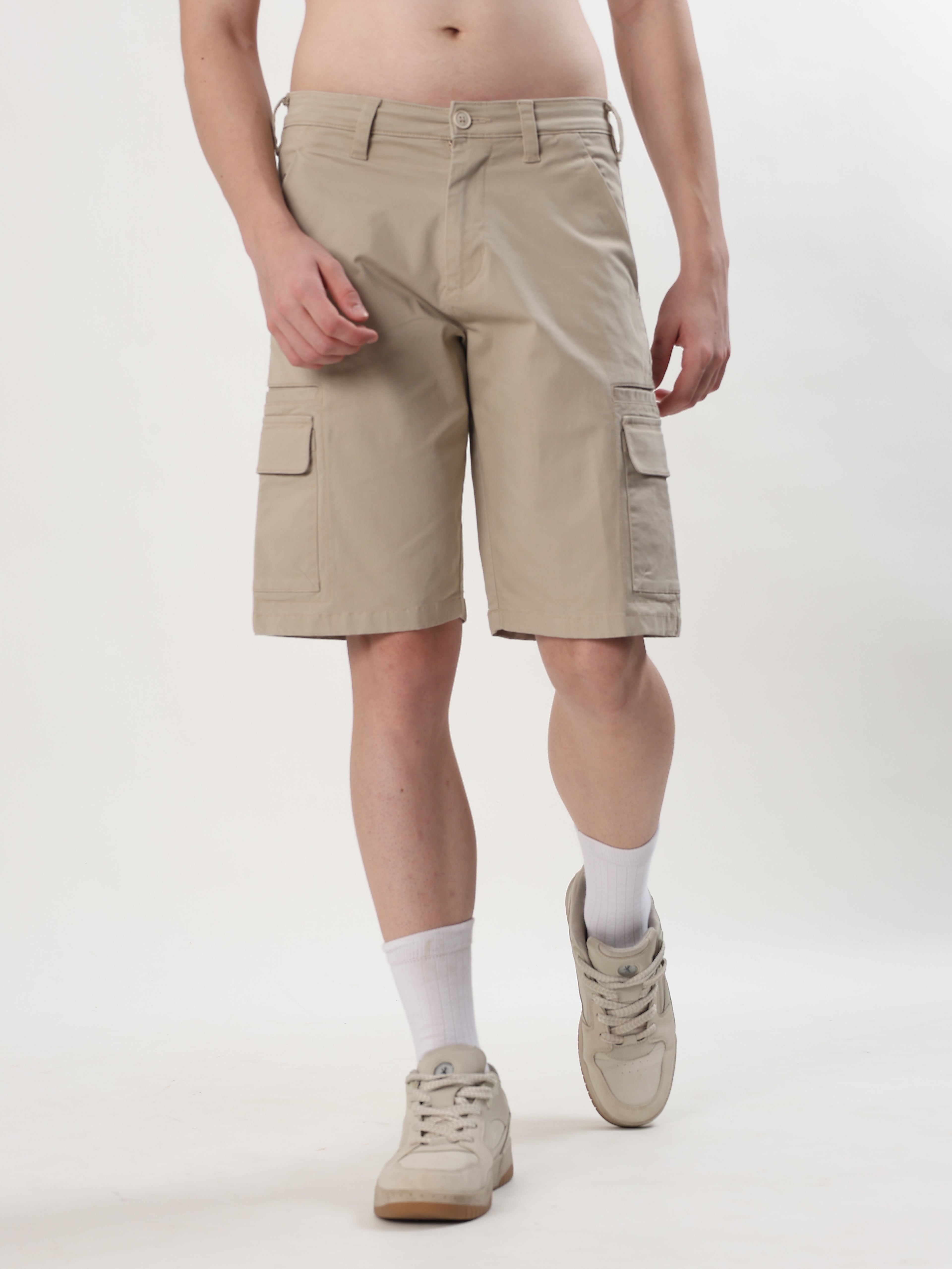 COTTON TWILL UTILITY CARGO SHORTS
