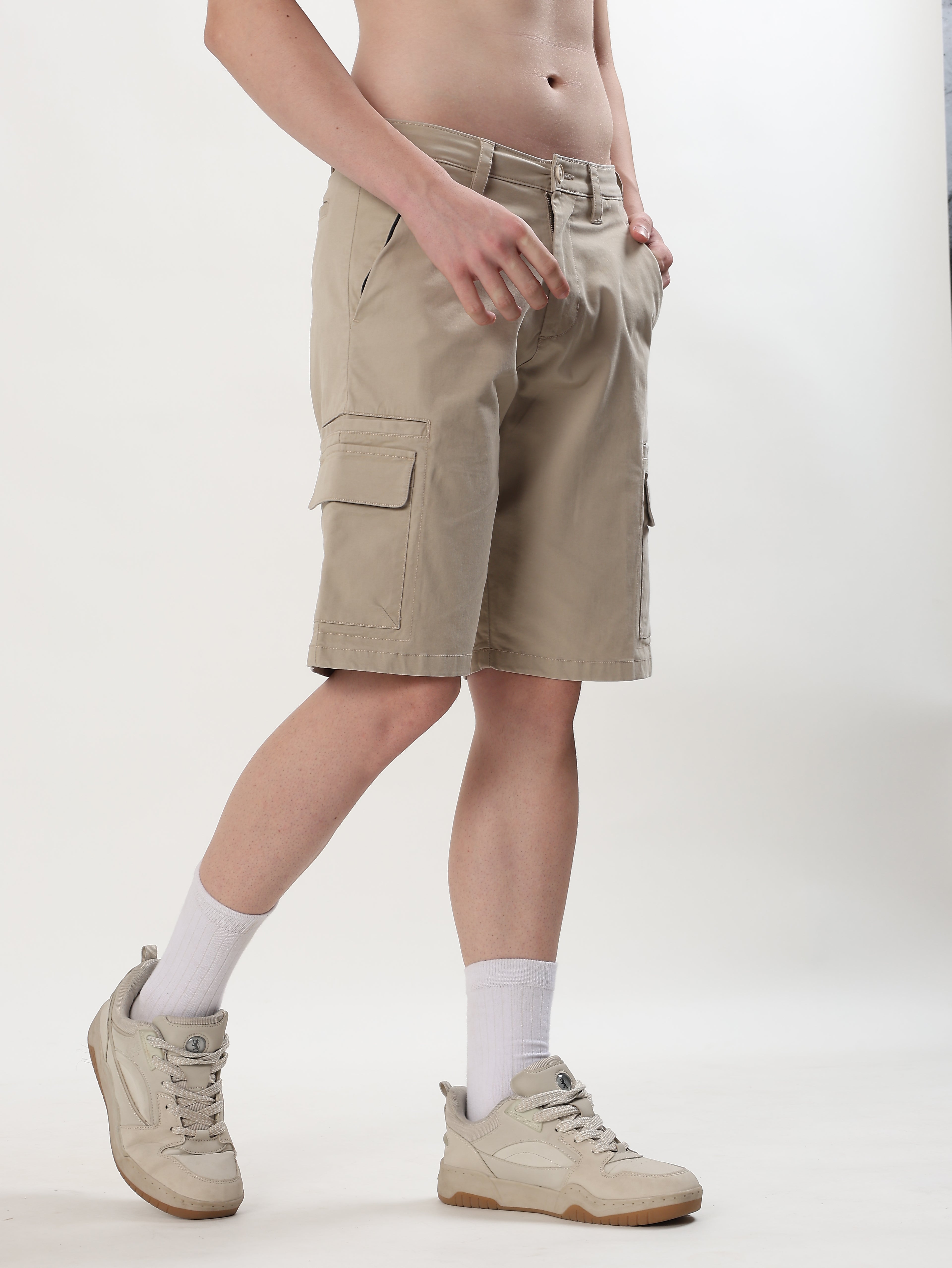 COTTON TWILL UTILITY CARGO SHORTS