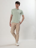 MEN MINT GREEN TEXTURED REGULAR FIT POLO T-SHIRT