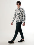 WHITE & FOREST GREEN FLORAL PRINT