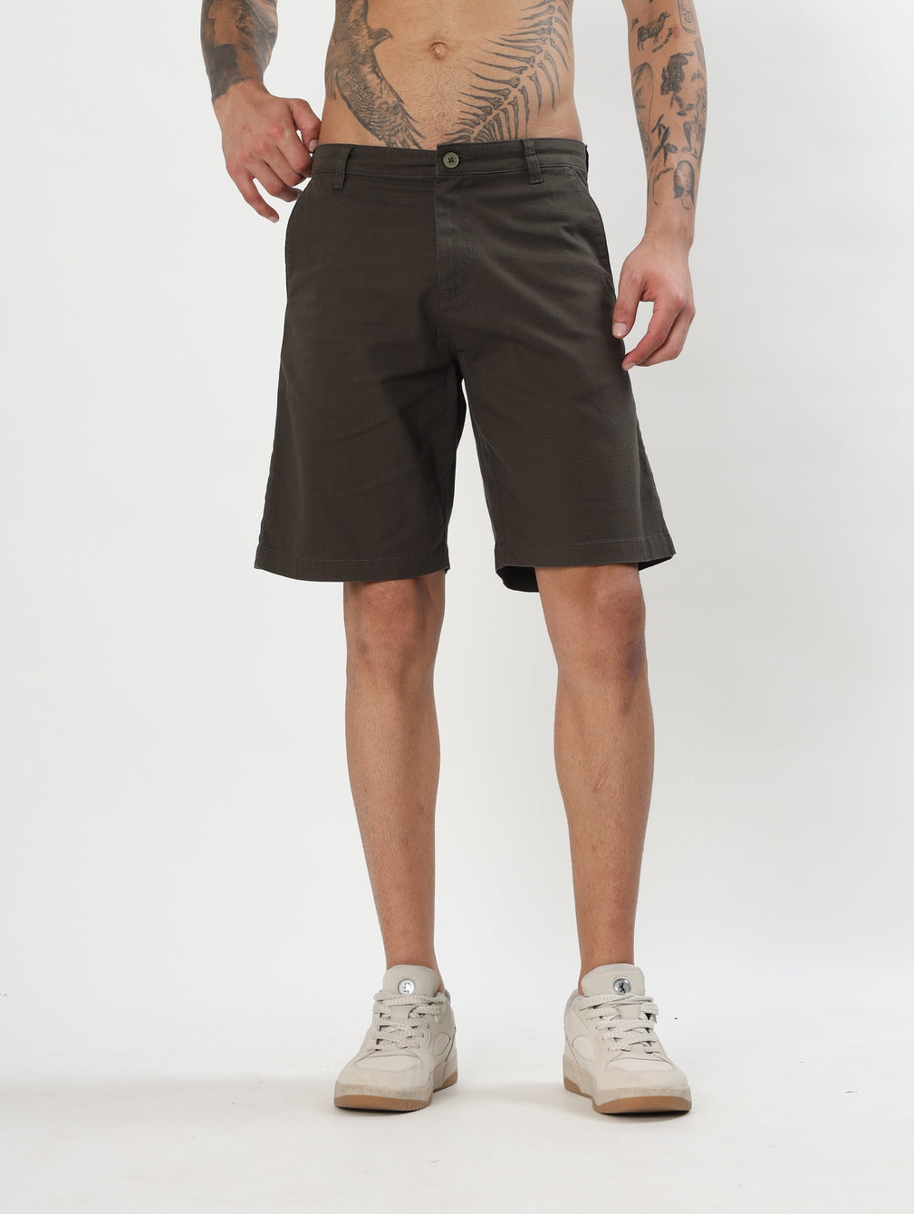 COTTON TWILL SLIM FIT CARGO SHORTS