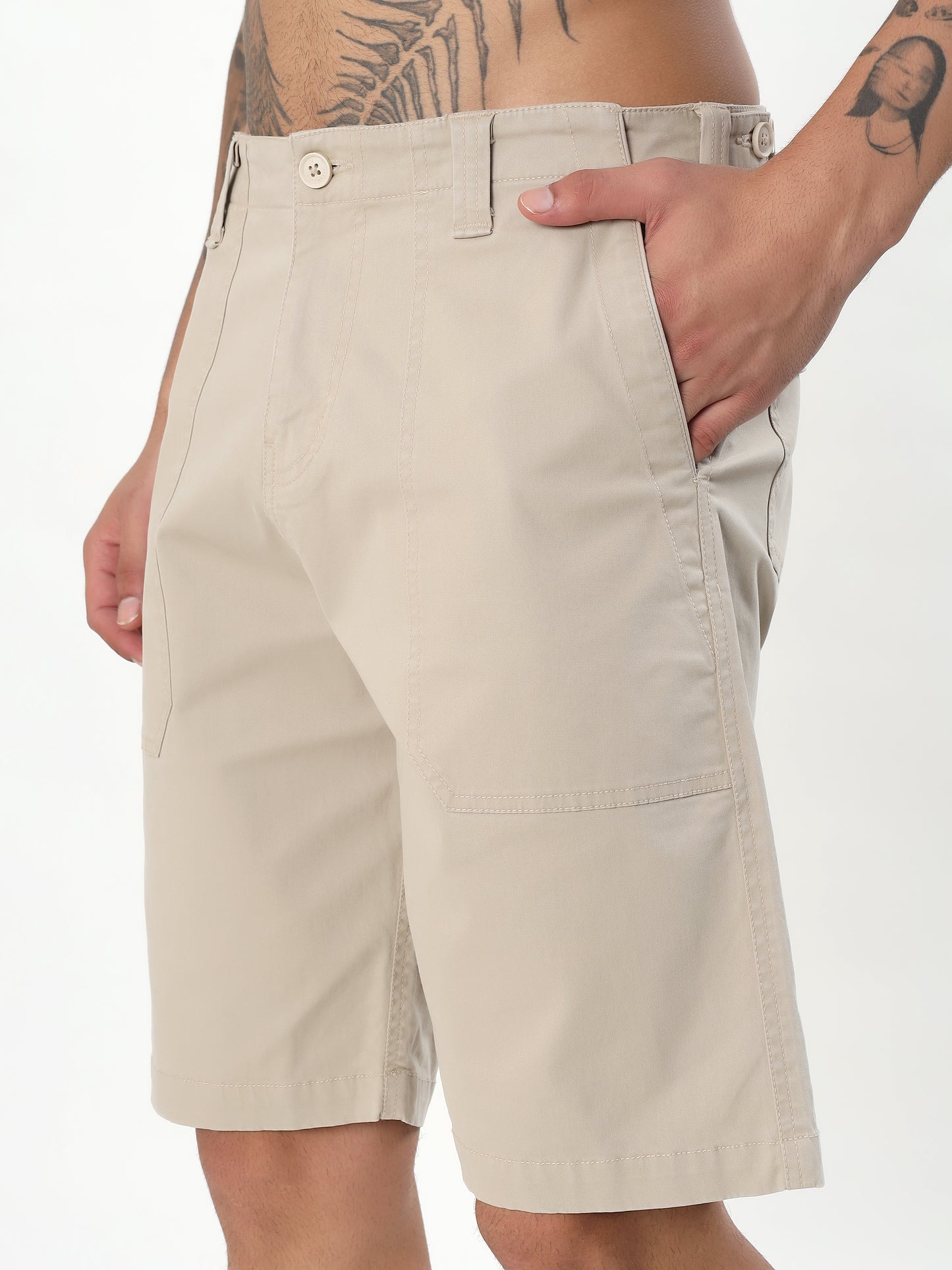 CLASSIC UTILITY BERMUDA SHORTS - PEBBLE GREY