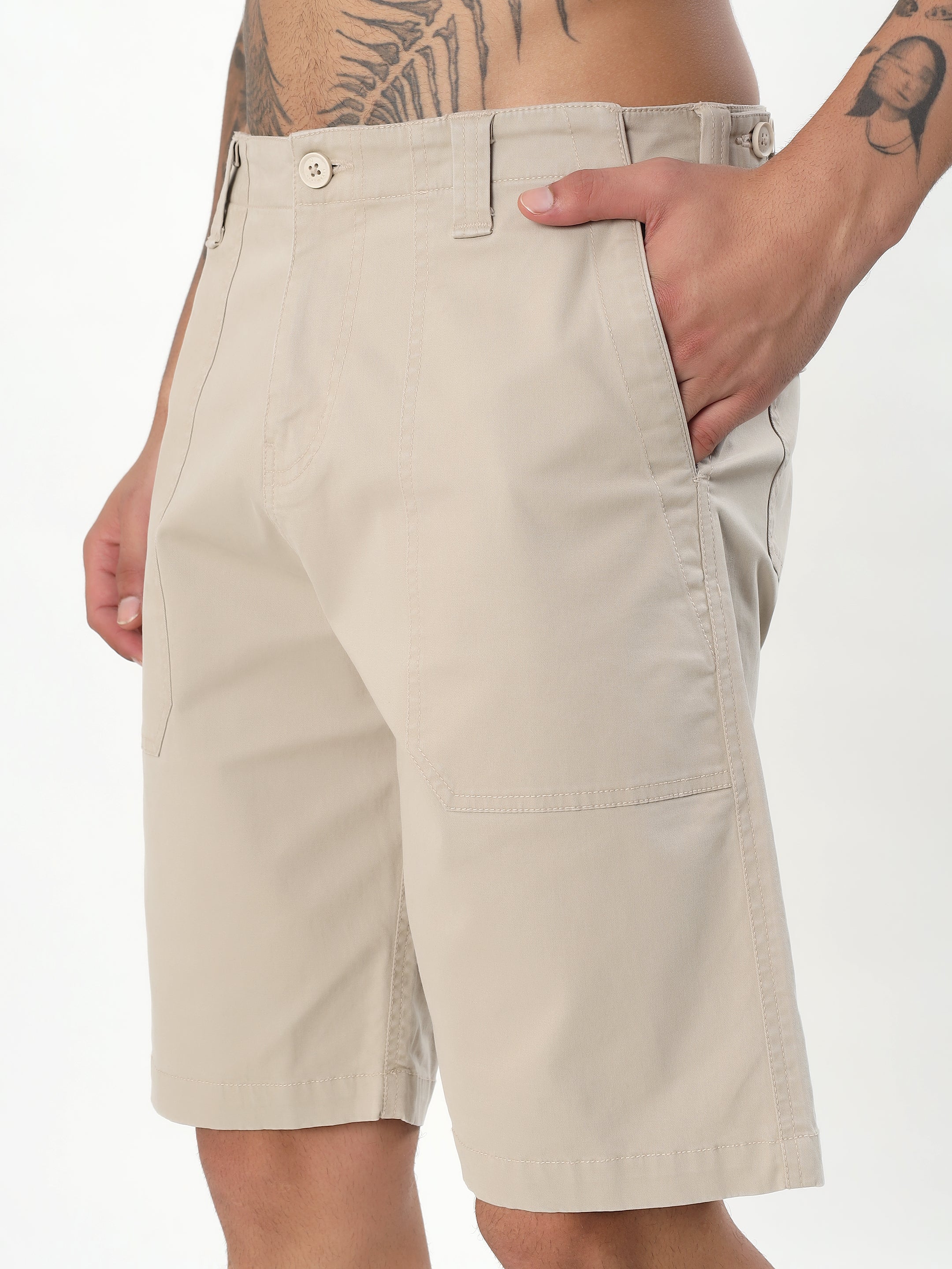 CLASSIC UTILITY BERMUDA SHORTS - PEBBLE GREY