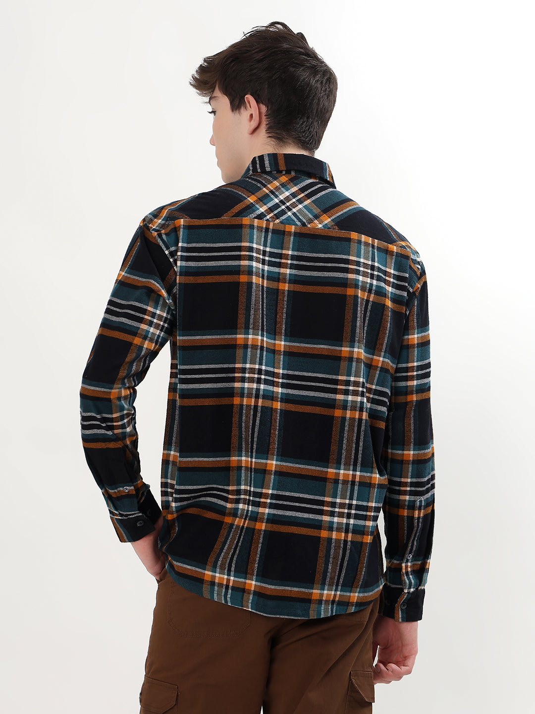BLACK, TEAL & RUST PLAID CHECK