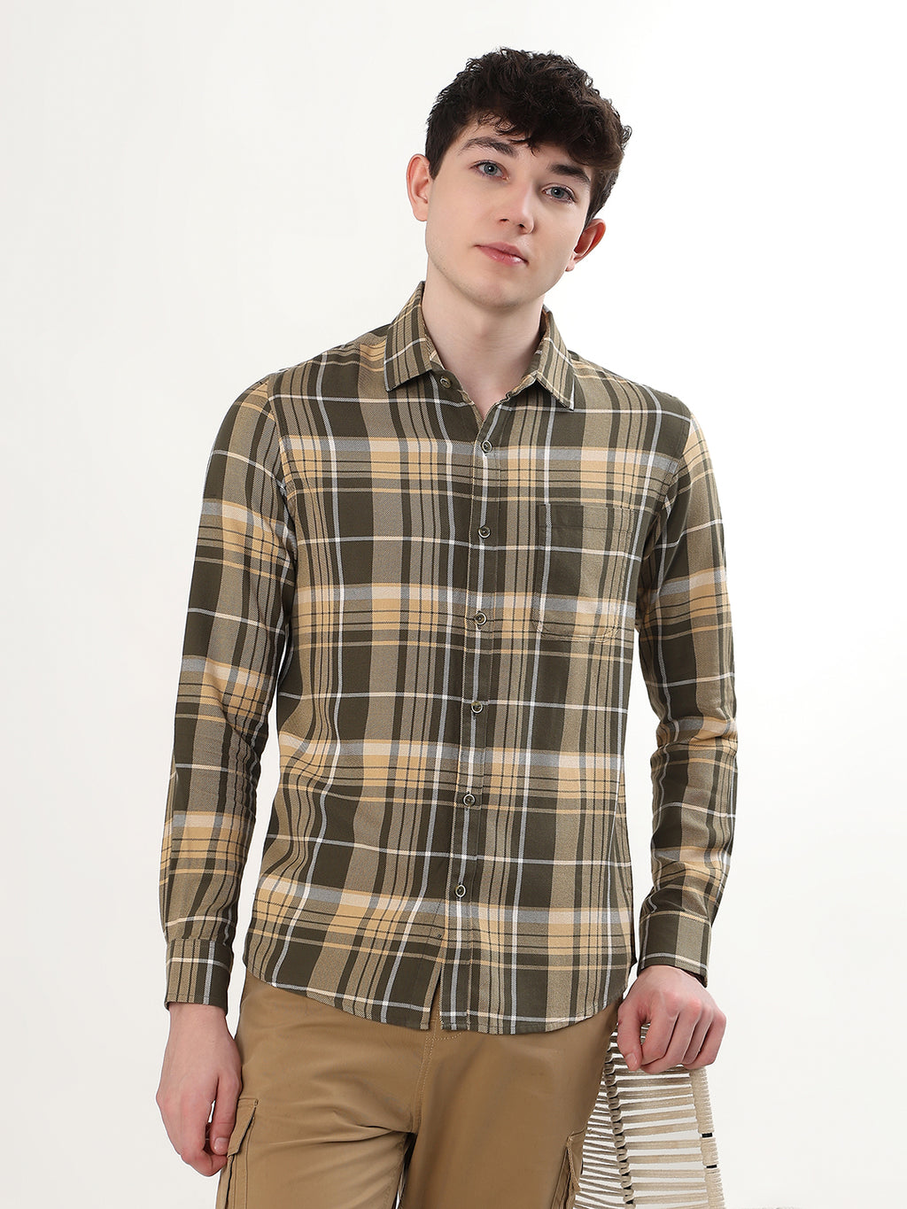 OLIVE & BEIGE PLAID CHECK