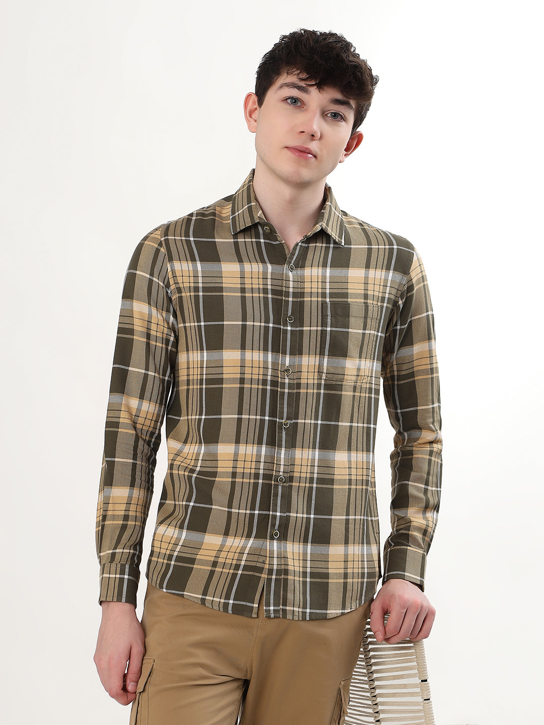 OLIVE & BEIGE PLAID CHECK
