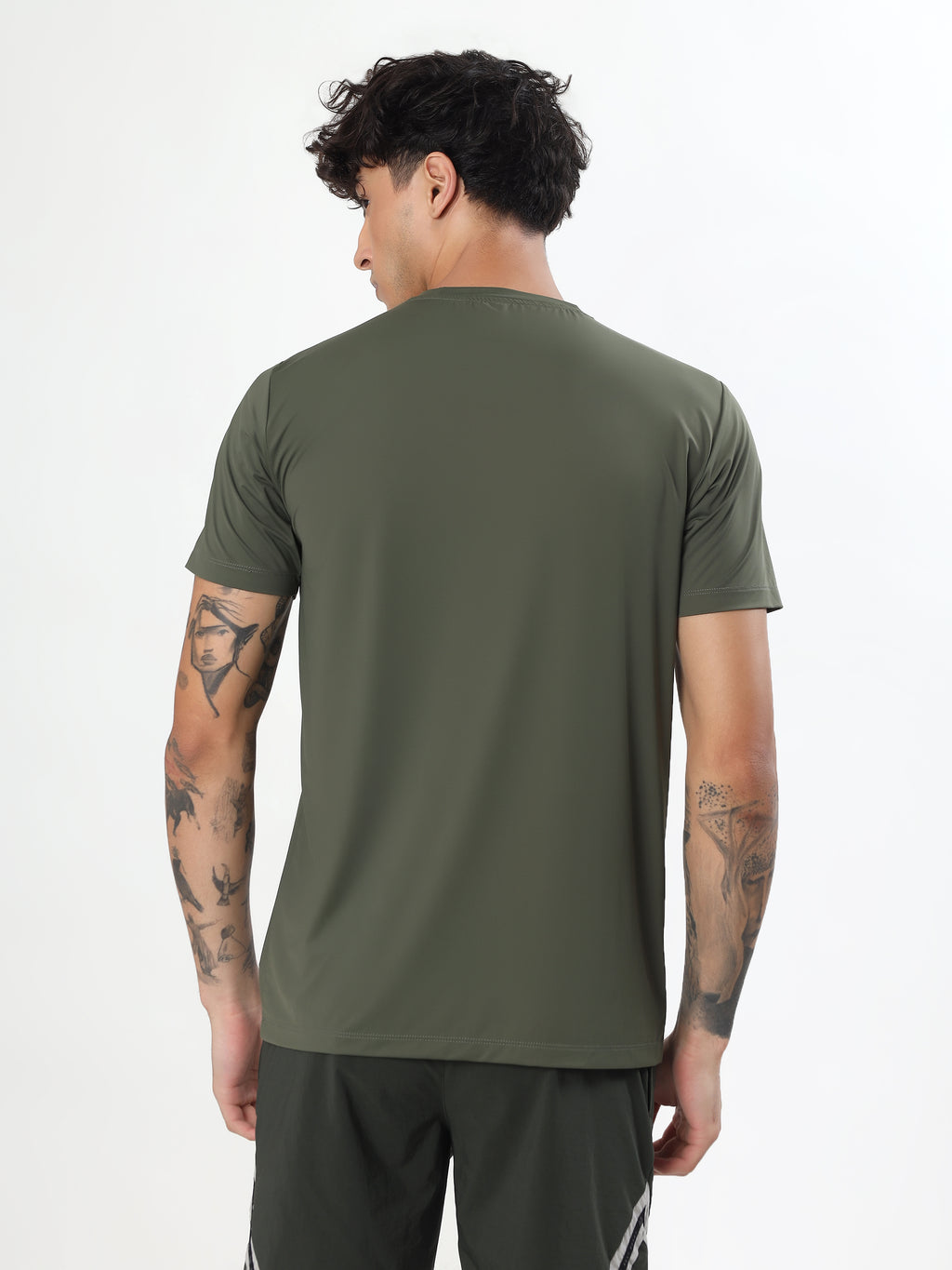 OLIVE GREEN PERFORMANCE NYLON SPANDEX T-SHIRT