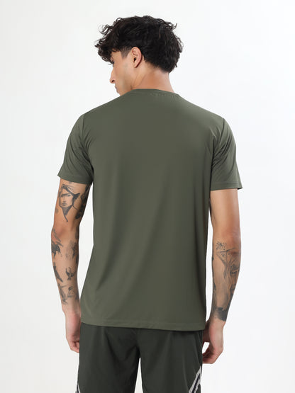 OLIVE GREEN PERFORMANCE NYLON SPANDEX T-SHIRT