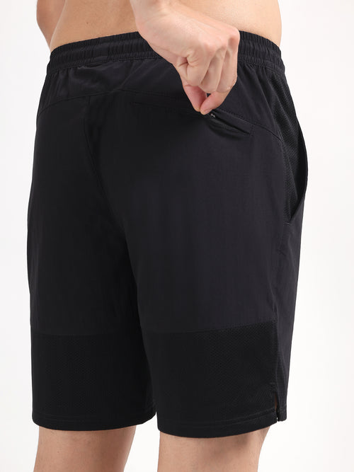 MEN BLACK LIGHTWEIGHT QUICK-DRY SPORTS SHORTS