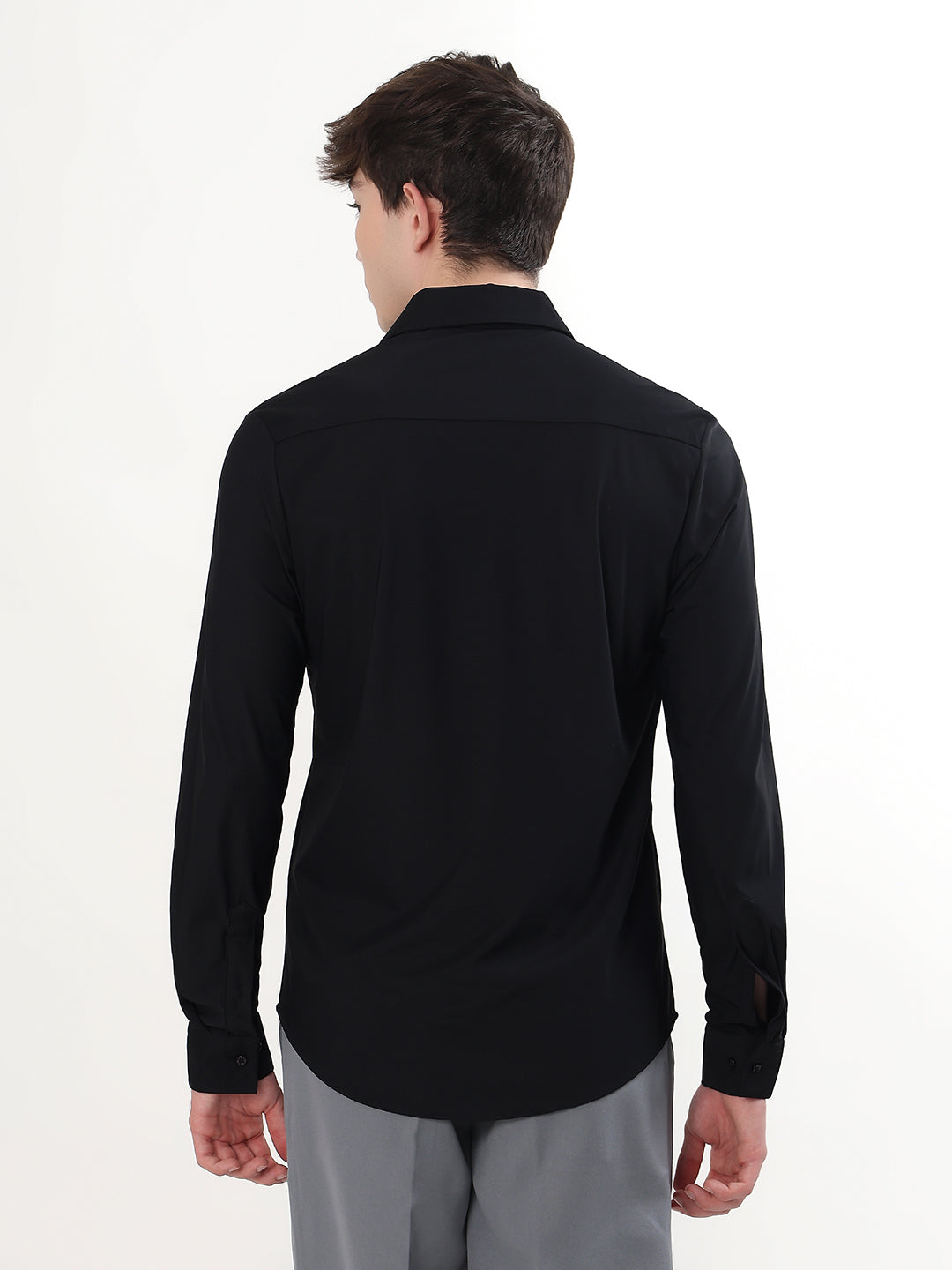 JET BLACK STRETCH KNIT / NYLON-SPANDEX BLEND