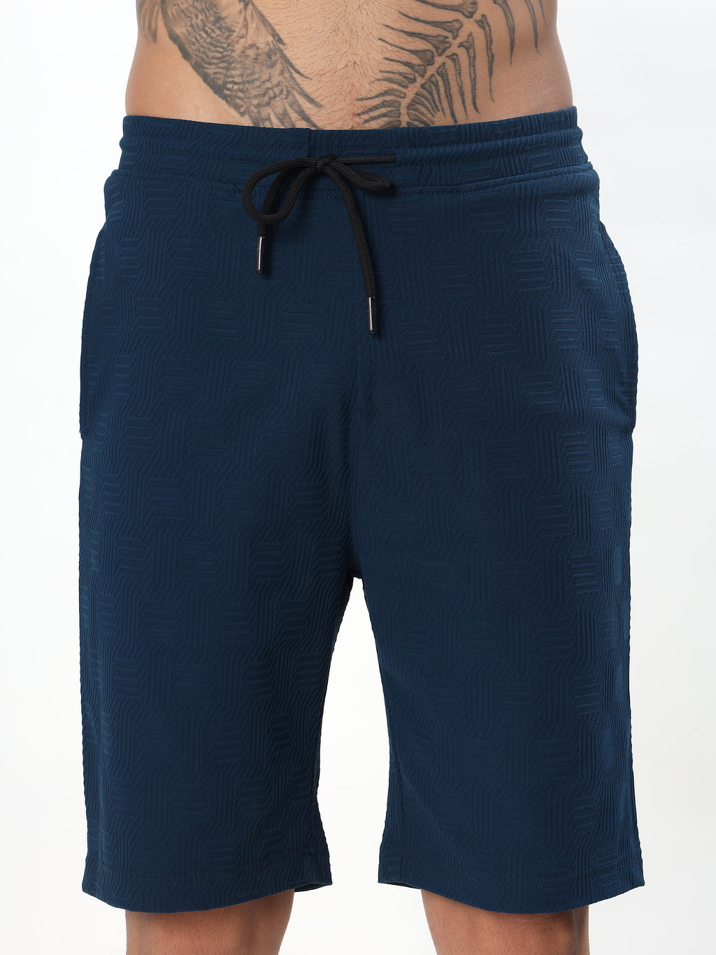 NAVY BLUE JACQUARD TEXTURED CO-ORD SET