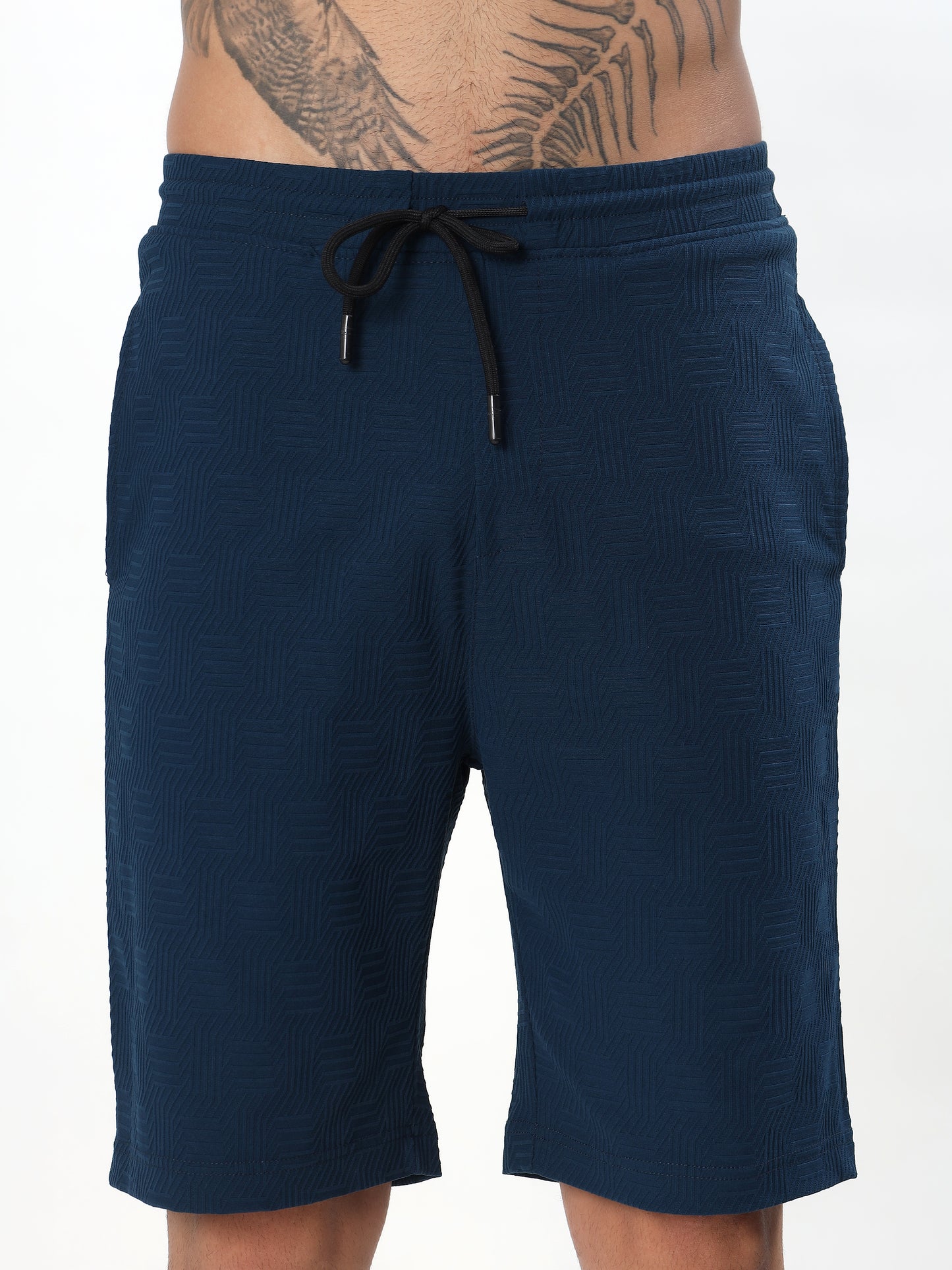 NAVY BLUE JACQUARD TEXTURED CO-ORD SET
