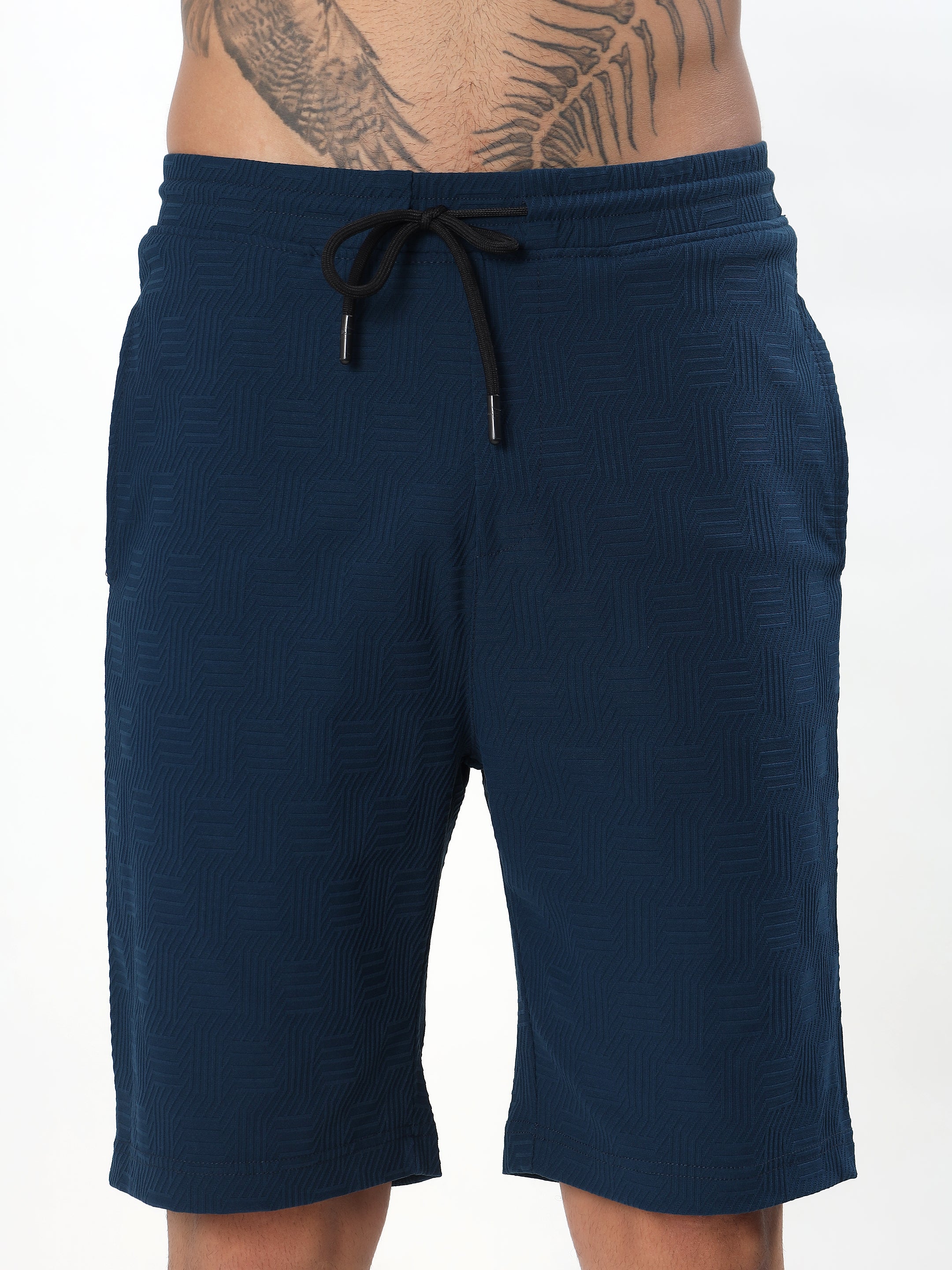 NAVY BLUE JACQUARD TEXTURED CO-ORD SET