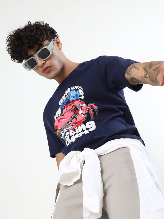 NAVY BLUE MY GYM ROUTINE GRAPHIC T-SHIRT