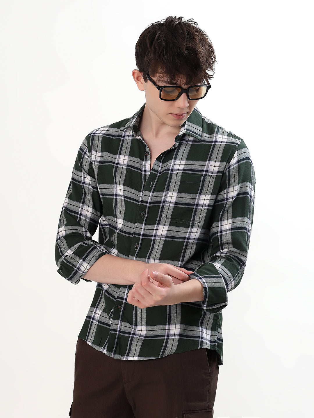 FOREST GREEN & WHITE PLAID CHECK