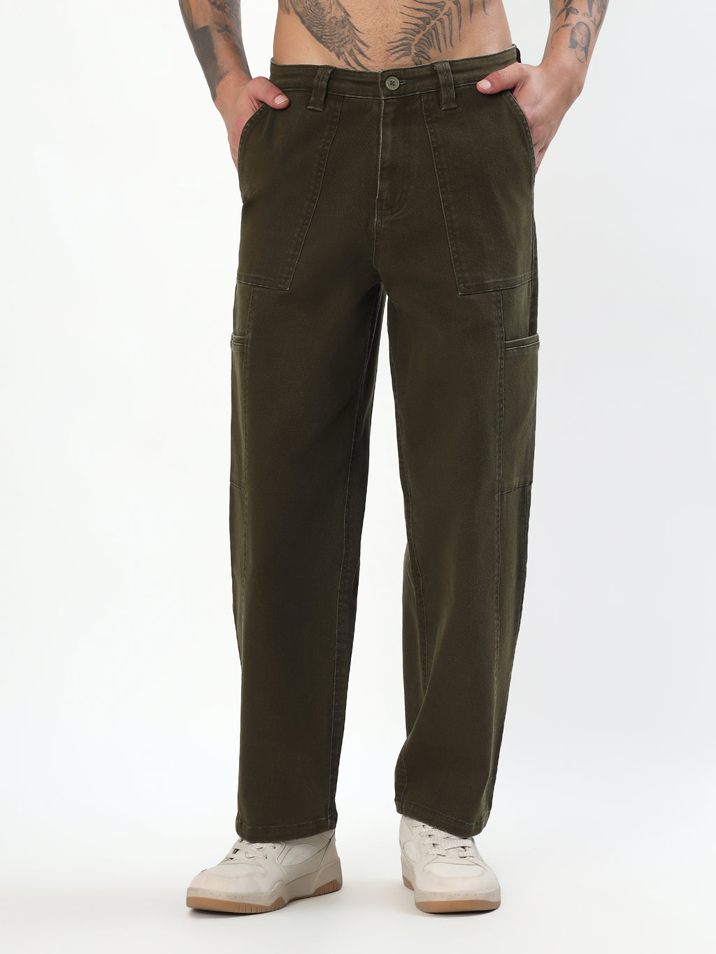 MEN'S OLIVE GREEN LOOSE BAGGY FIT