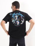 BLACK PRINTED OVERSIZED T-SHIRT