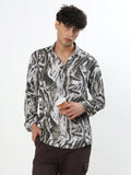 GREY AND OFF-WHITE ABSTRACT BRUSHSTROKE