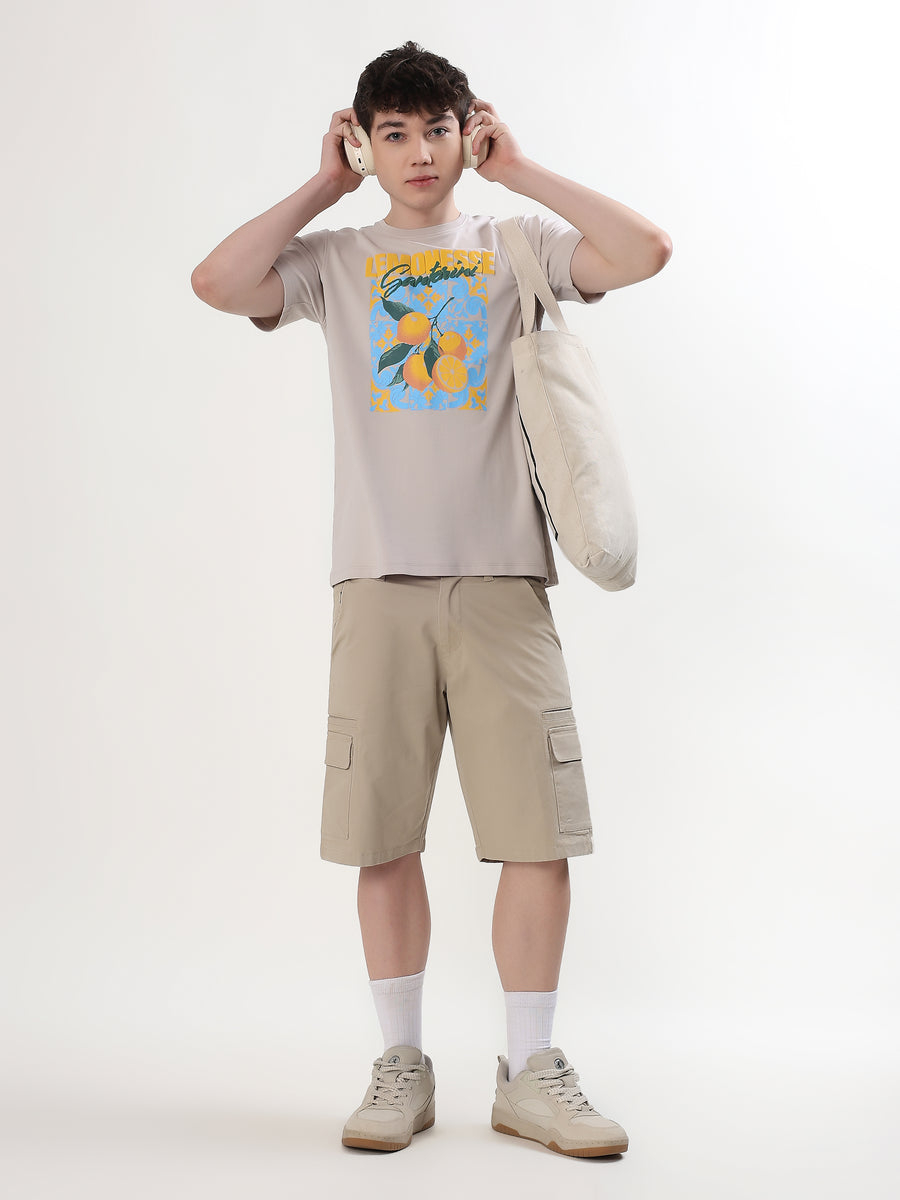 SAND BEIGE LEMON GRAPHIC PREMIUM T-SHIRT