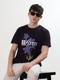 DEEP PURPLE BLOOM FLORAL GRAPHIC T-SHIRT