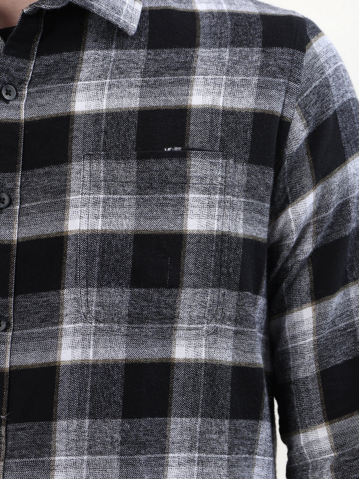 BLACK AND WHITE FLANNEL SHIRT