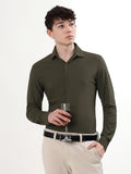 OLIVE GREEN STRETCH KNIT/NYLON-SPANDEX BLEND