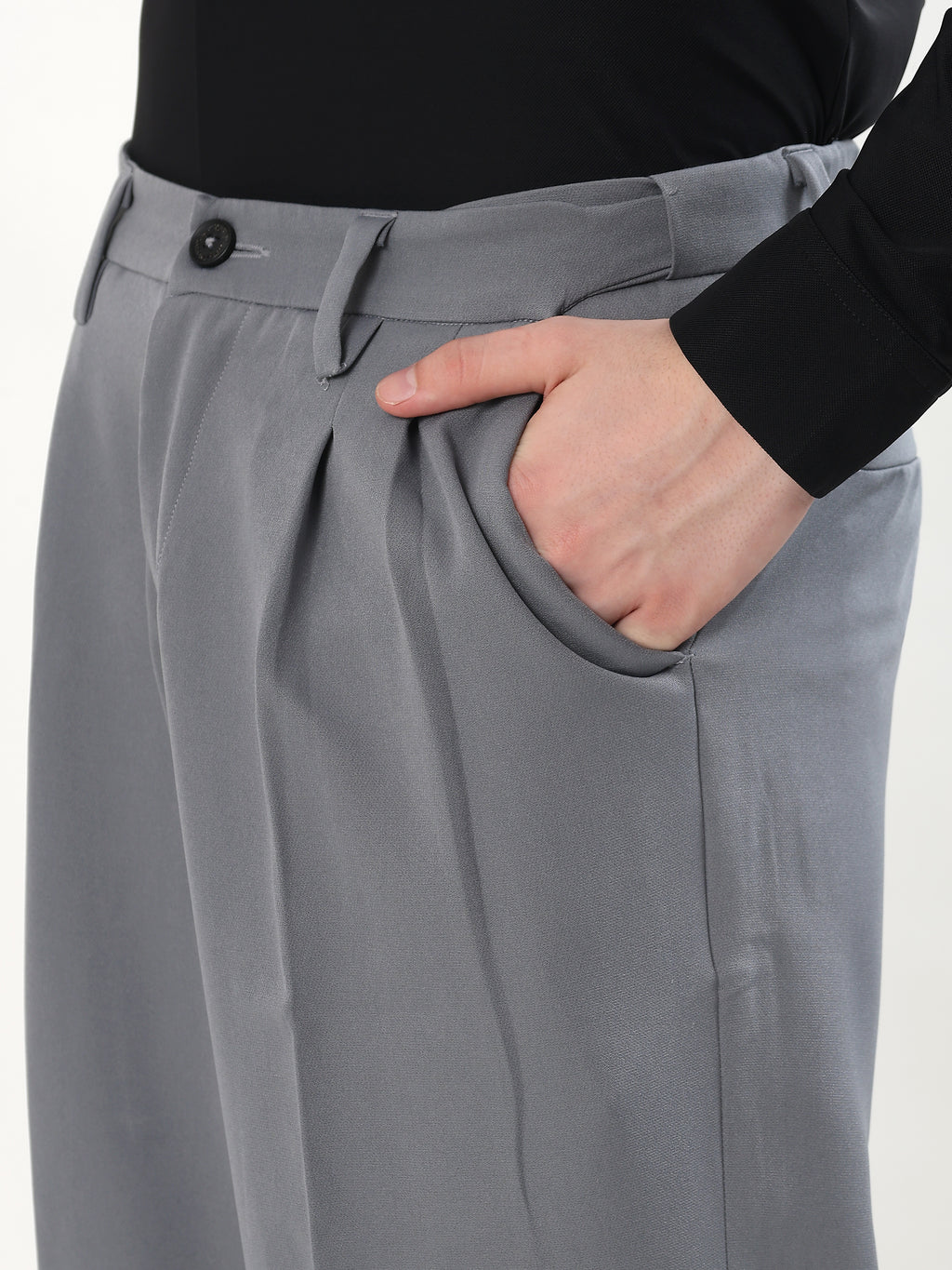 MEN'S GREY PLEATED RELAXED FIT