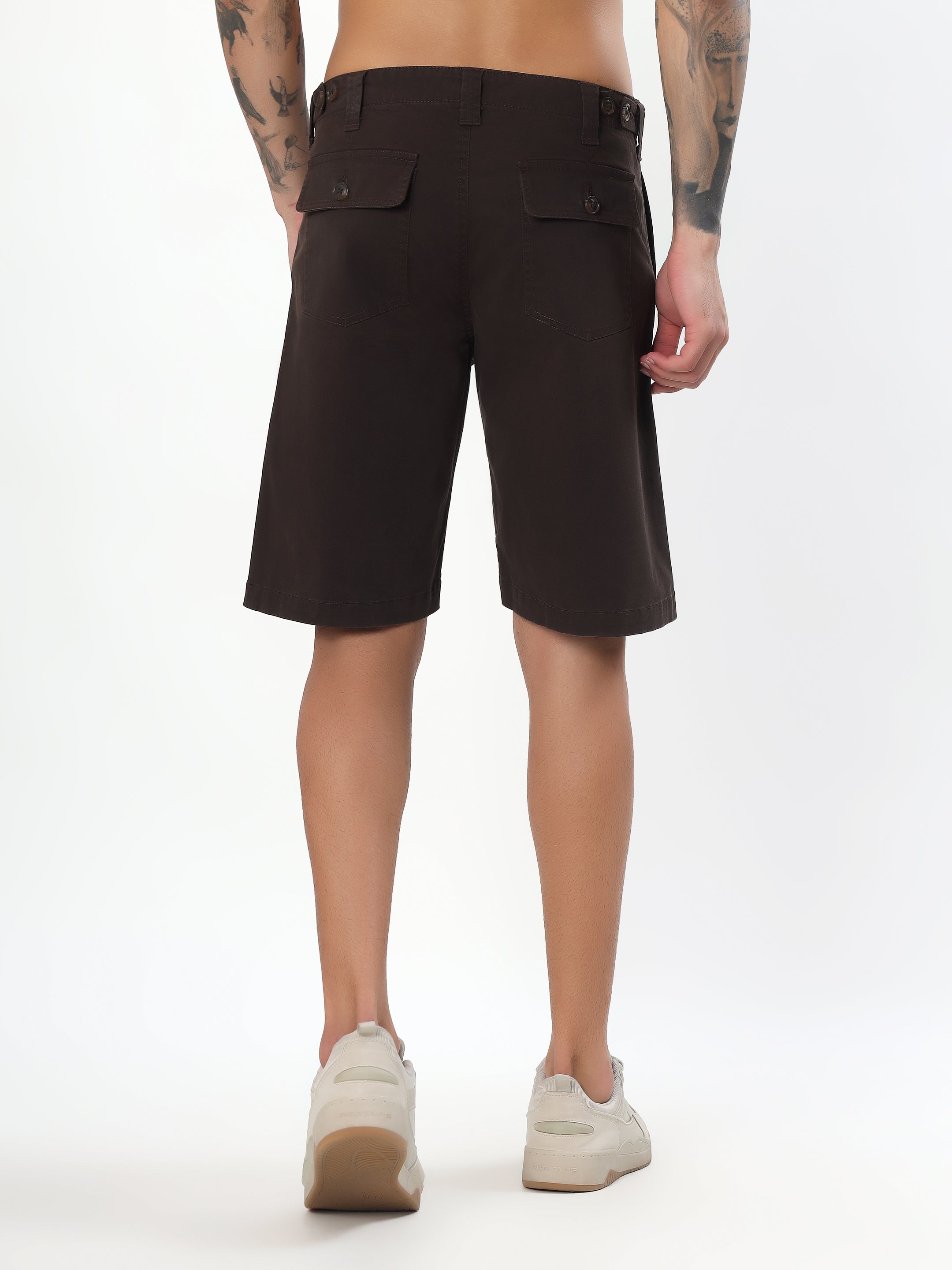UTILITY STITCH BERMUDA SHORTS - ESPRESSO BROWN