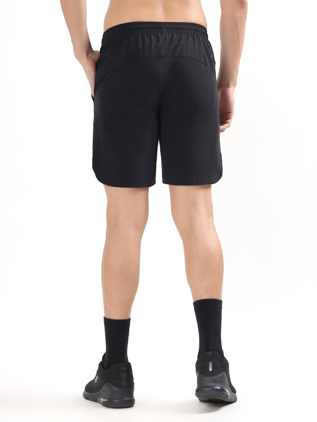 MEN BLACK PERFORMANCE QUICK-DRY SPORTS SHORTS
