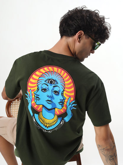 "TRIPPY THREE FACED GODDESS" GRAPHIC PRINTED OVERSIZED T-SHIRT