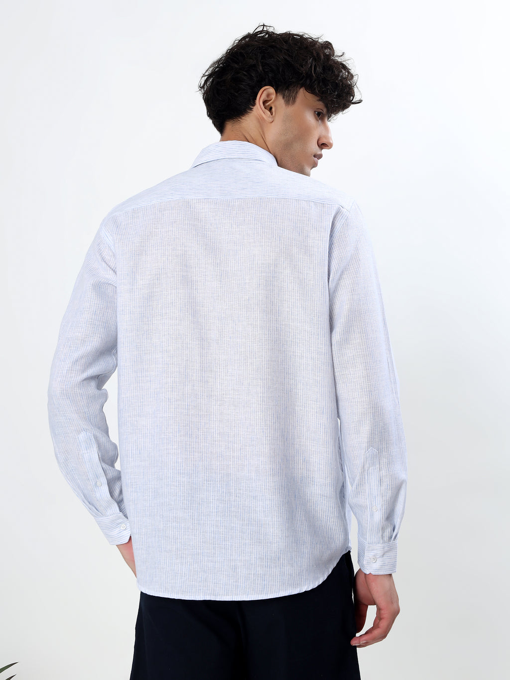 WHITE AND ICE BLUE TEXTURED PINSTRIPES