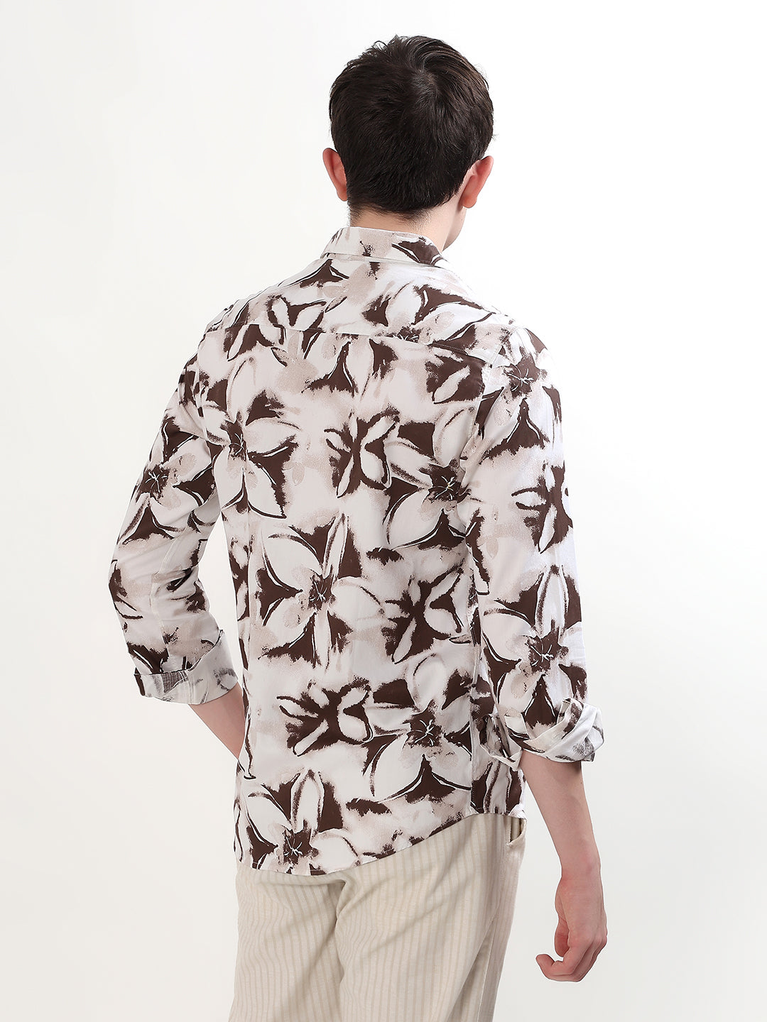 IVORY & MOCHA BROWN FLORAL PRINT