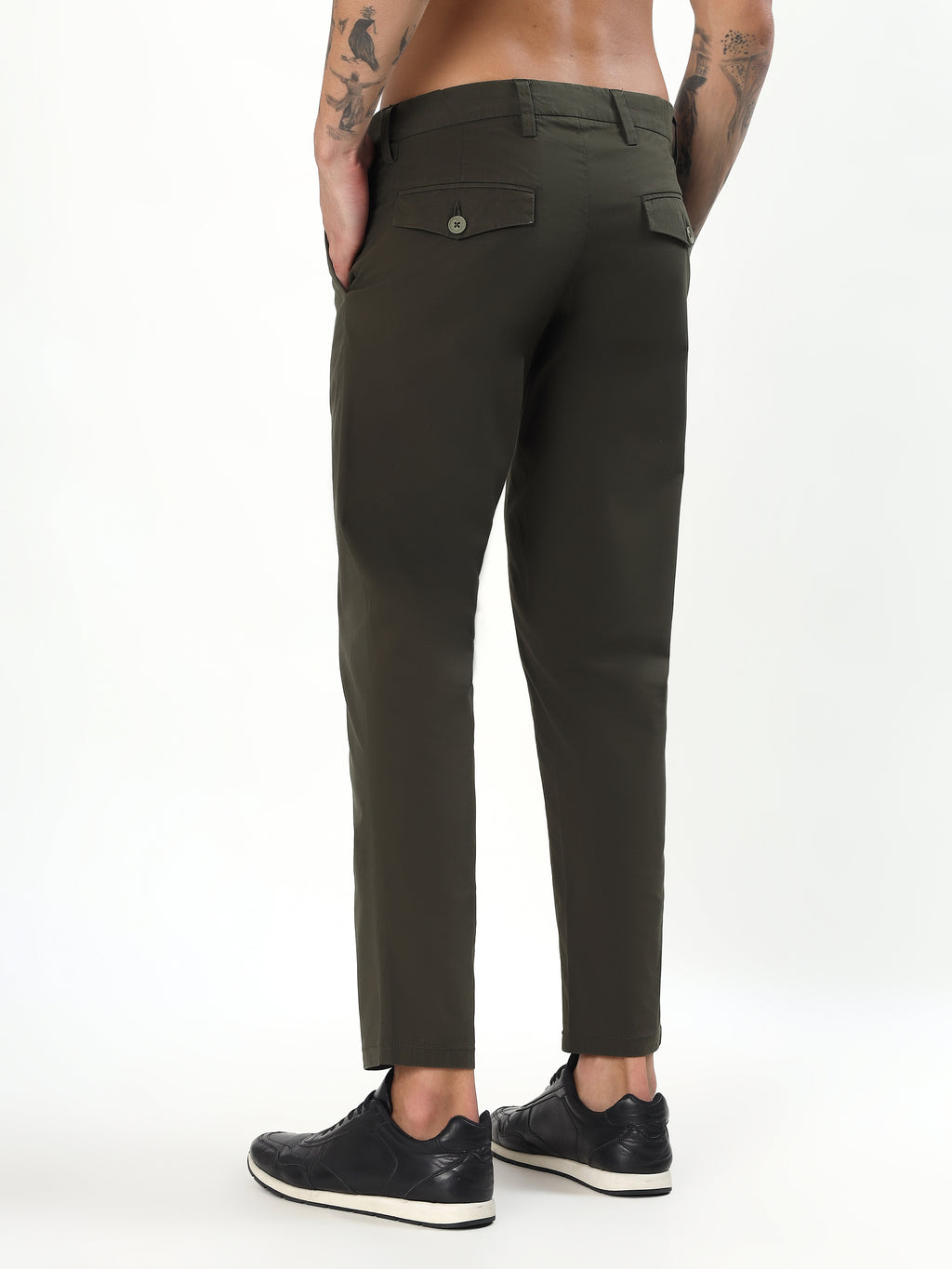 MEN'S OLIVE GREEN SLIM FIT CHINOS