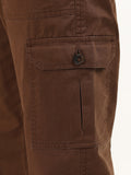 DARK BROWN PATCH-POCKET UTILITY CARGO PANTS