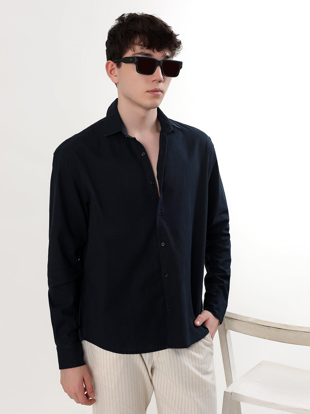 NAVY BALUE LINEN SHIRT