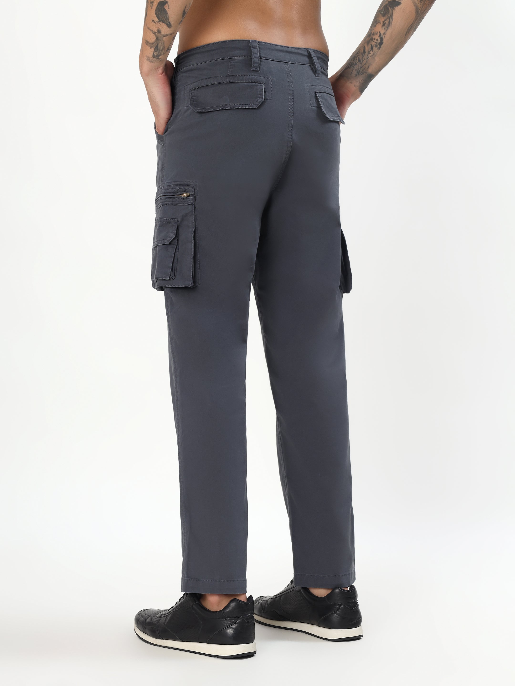MEN DARK GREY CARGO PANTS