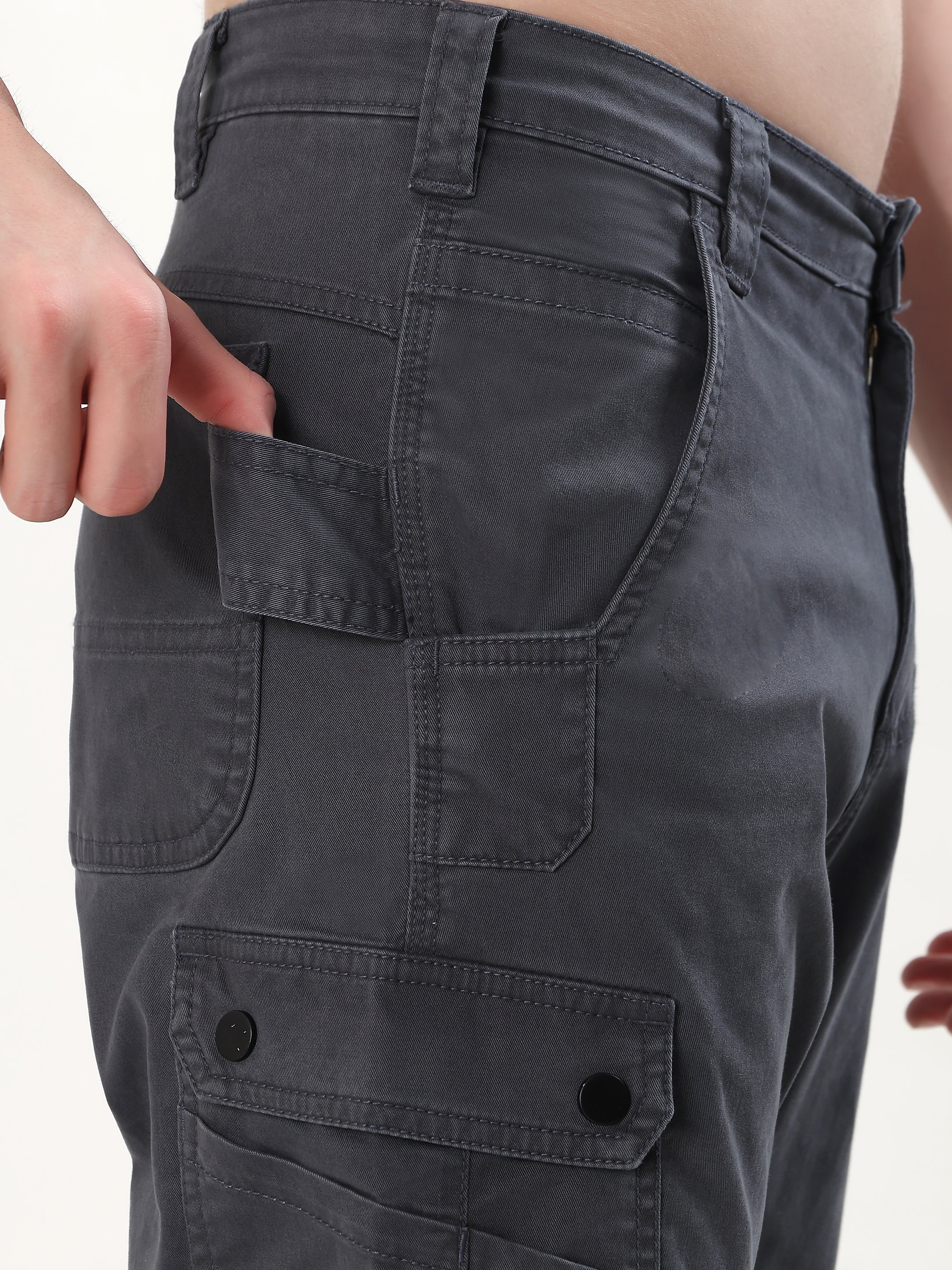 SLATE GREY REGULAR FIT CARGO