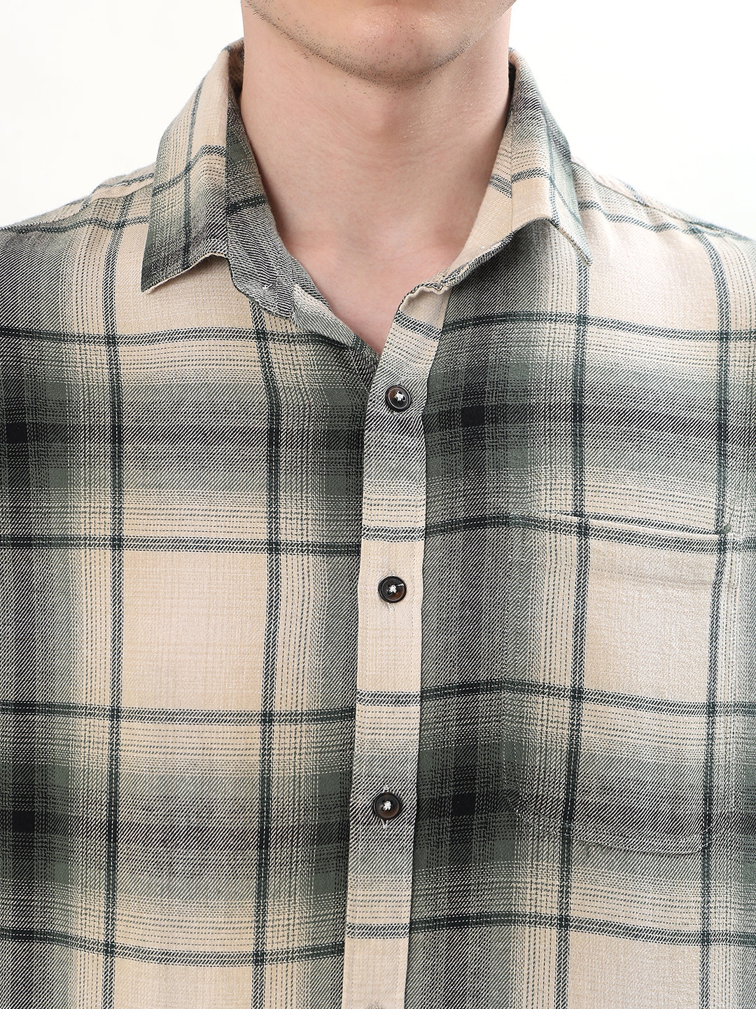CREAM & SAGE GREEN PLAID CHECK